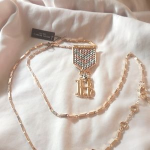 Henri Bendel Rose Gold Military Pendant Necklace